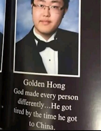 Golden Hong God made every person differently...He got tired by the time he got to China.