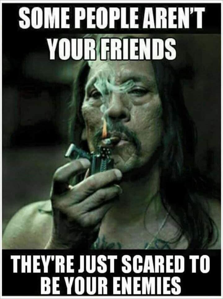 SOME PEOPLE AREN'T YOUR FRIENDS THEY'RE JUST SCARED TO BE YOUR ENEMIES