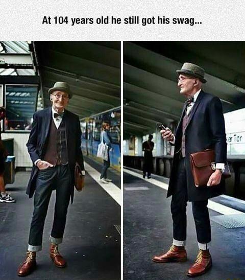 At 104 years old he still got his swag