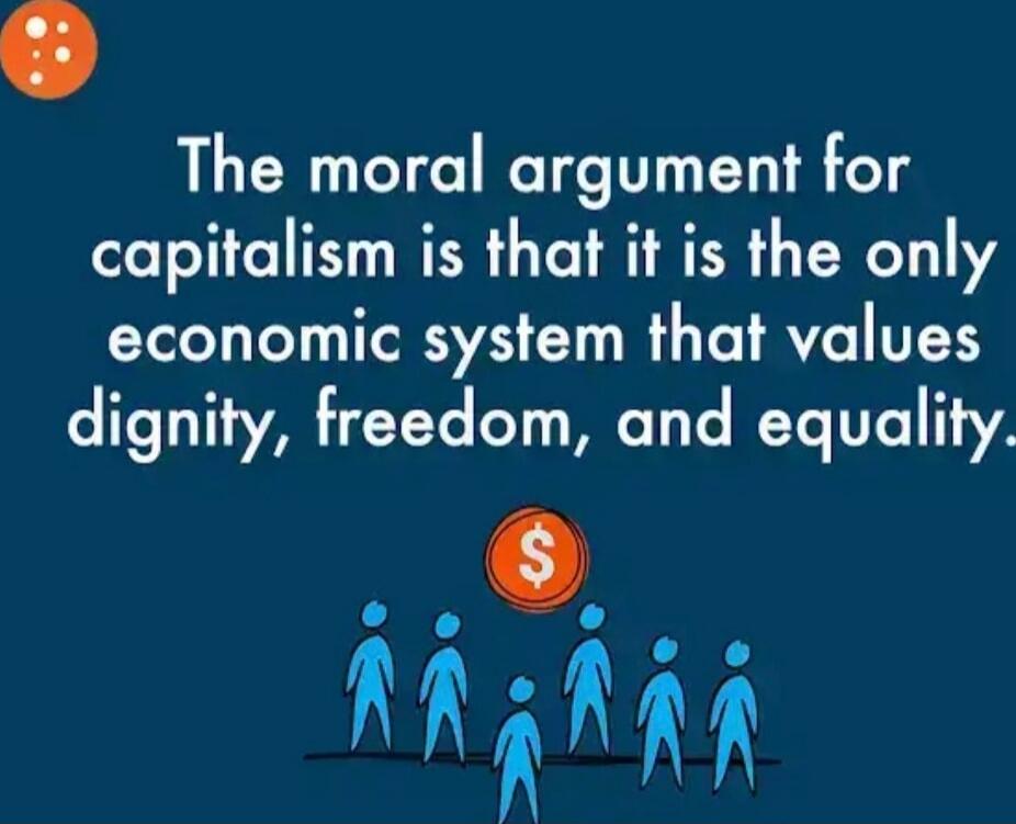 The moral argument for capitalism is that it is the only economic system that values dignity, freedom, and equality.