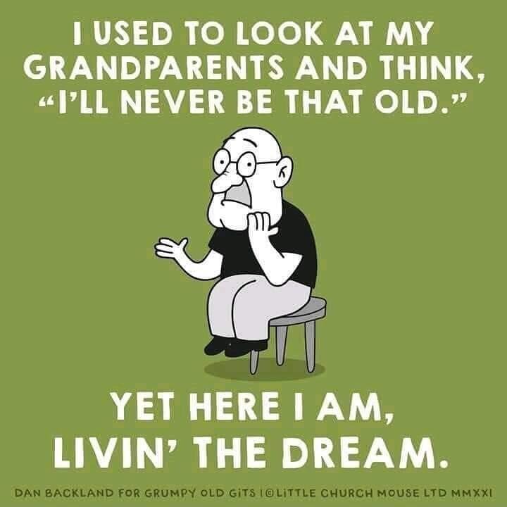 1 USED TO LOOK AT MY GRANDPARENTS AND THINK PLL NEVER BE THAT OLD YET HERE AM LIVIN THE DREAM