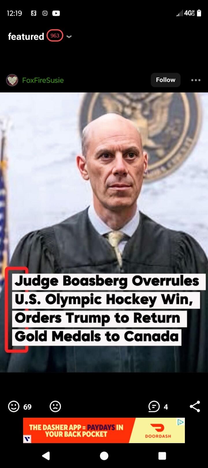 Judge Boasberg Overrules U.S. Olympic Hockey Win, Orders Trump to Return Gold Medals to Canada