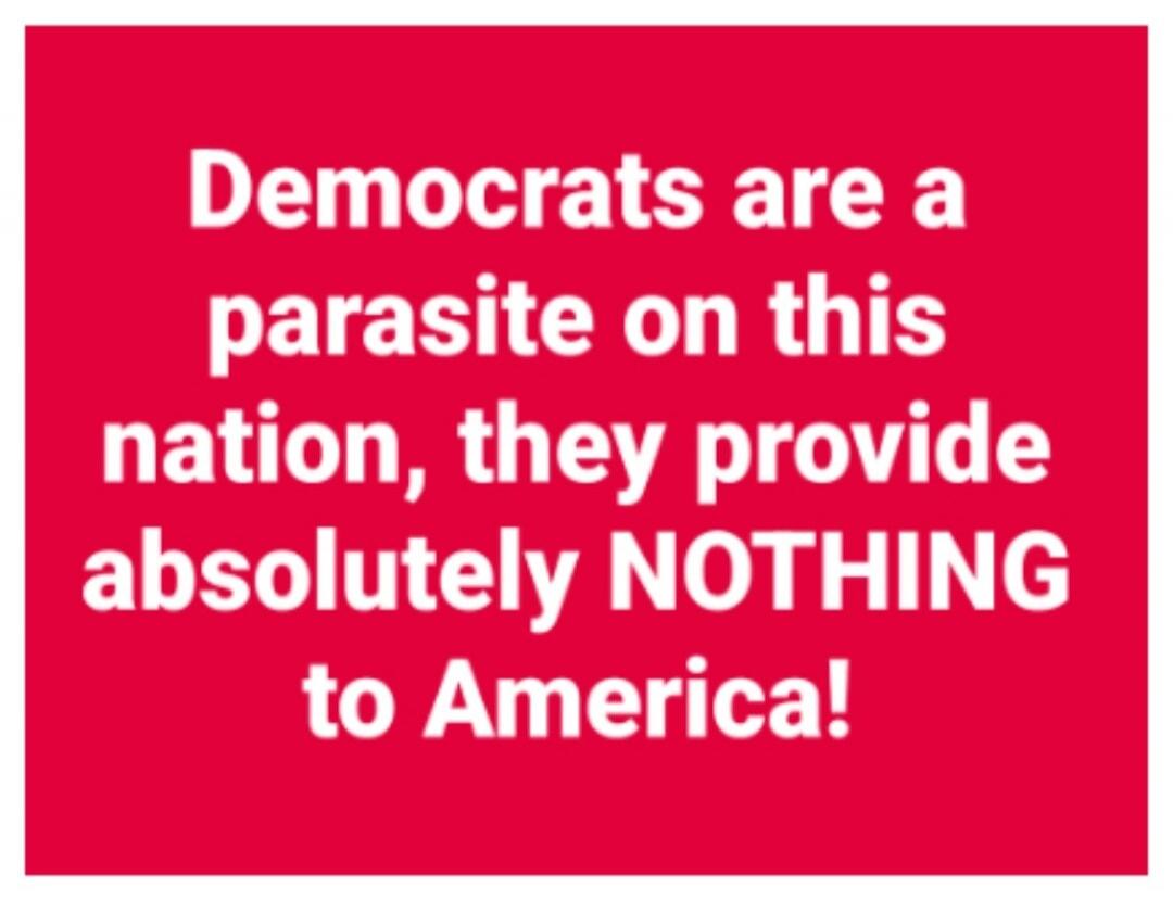 Democrats are a parasite on this nation, they provide absolutely NOTHING to America!