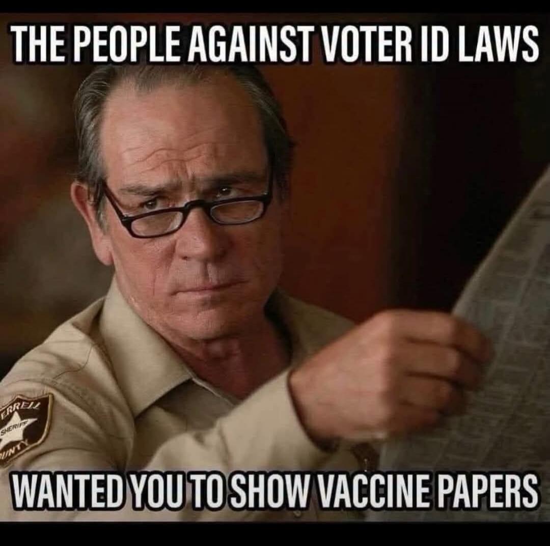 THE PEOPLE AGAINST VOTER ID LAWS WANTED YOU TO SHOW VACCINE PAPERS