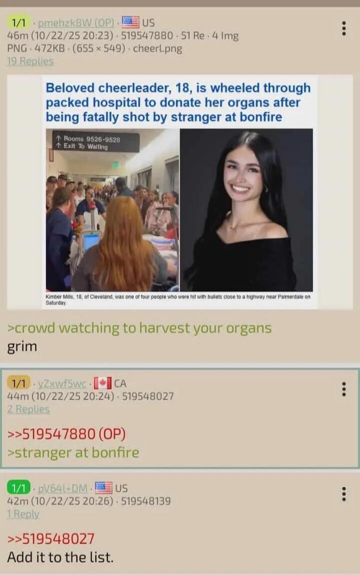 Beloved cheerleader, 18, is wheeled through packed hospital to donate her organs after being fatally shot by stranger at bonfire