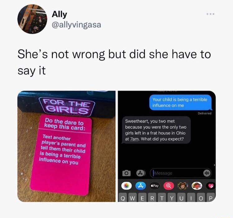 Ally allyvingasa Shes not wrong but did she have to say it
