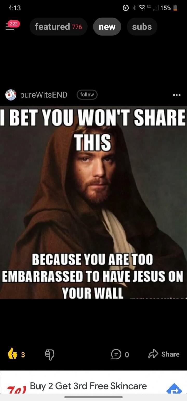 I BET YOU WON'T SHARE THIS BECAUSE YOU ARE TOO EMBARRASSED TO HAVE JESUS ON YOUR WALL