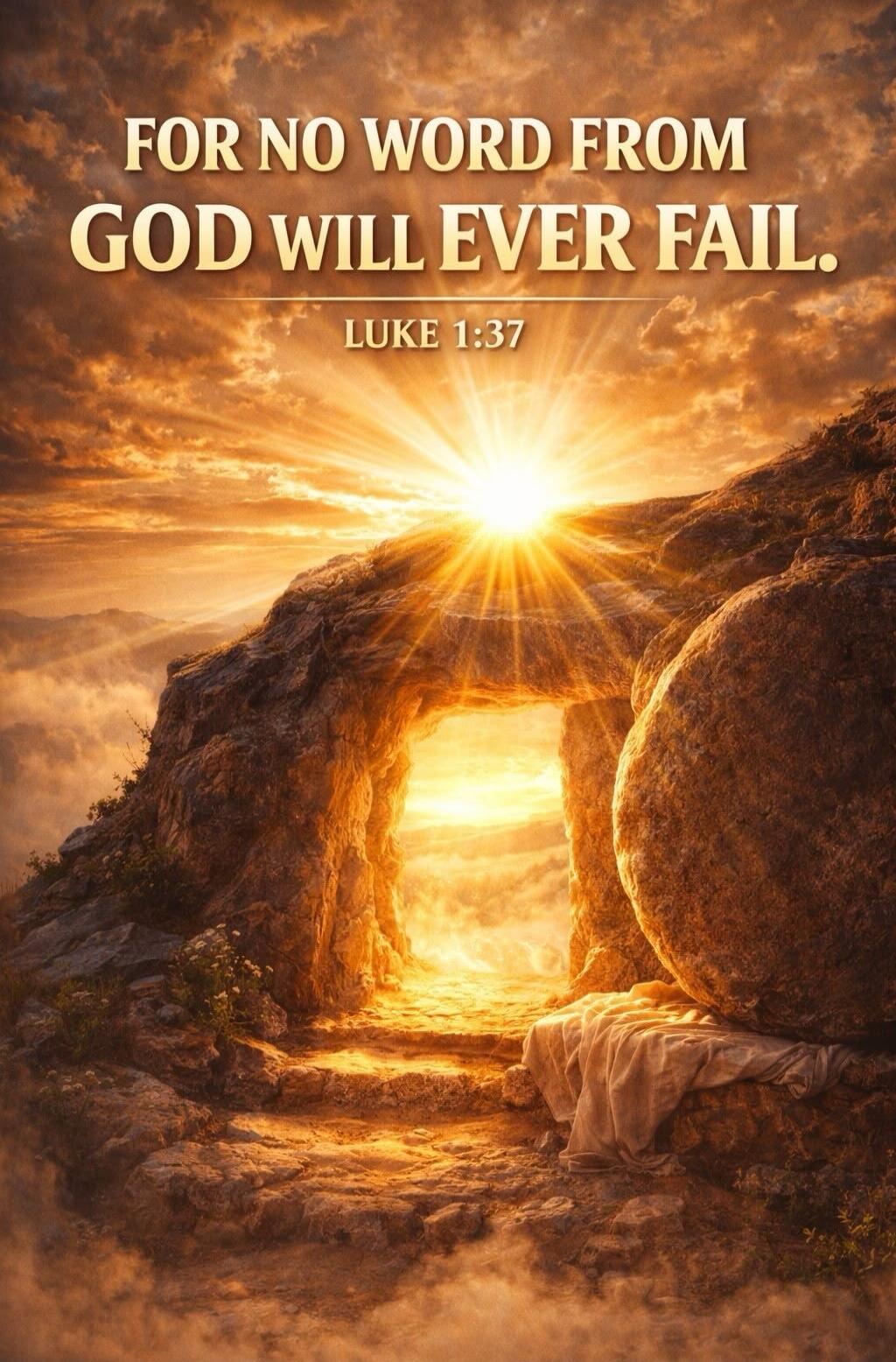 FOR NO WORD FROM GOD WILL EVER FAIL. LUKE 1:37
