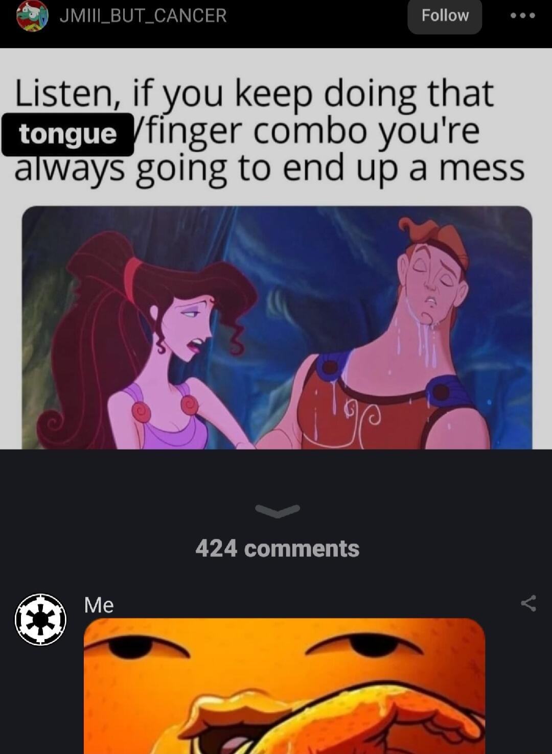 LYV o7 ol Follow Listen if you keep doing that mfinger combo youre always going to end up a mess 424 comments