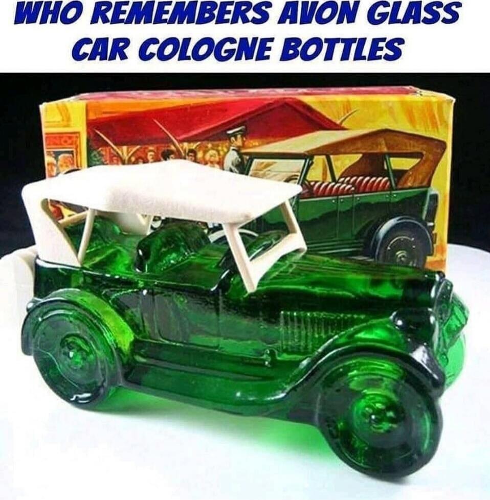 WHO REMEMBERS AVON GLASS CAR COLOGNE BOTTLES