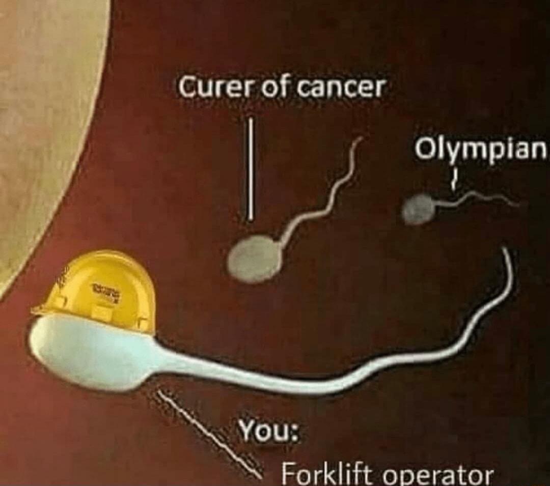 Curer of cancer Olympian v g _ ou N Forklift operator