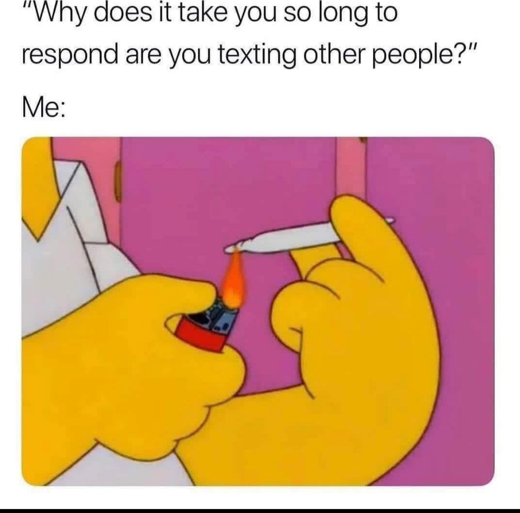 Why does it take you so long to respond are you texting other people?
