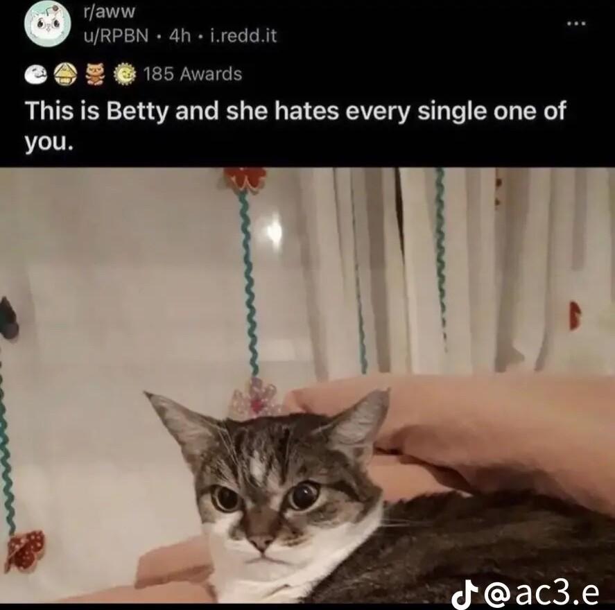 This is Betty and she hates every single one of you