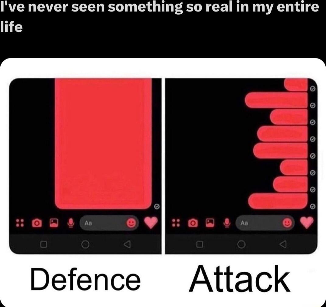 Ive never seen something so real in my entire life Defence Attack