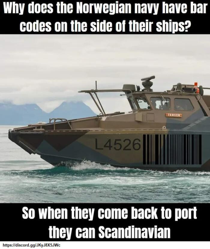Why does the Norwegian navy have ba codes on the side of their ships So when they come back to port they can Scandinavian