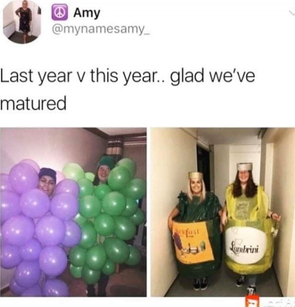 Last year v this year.. glad we've matured