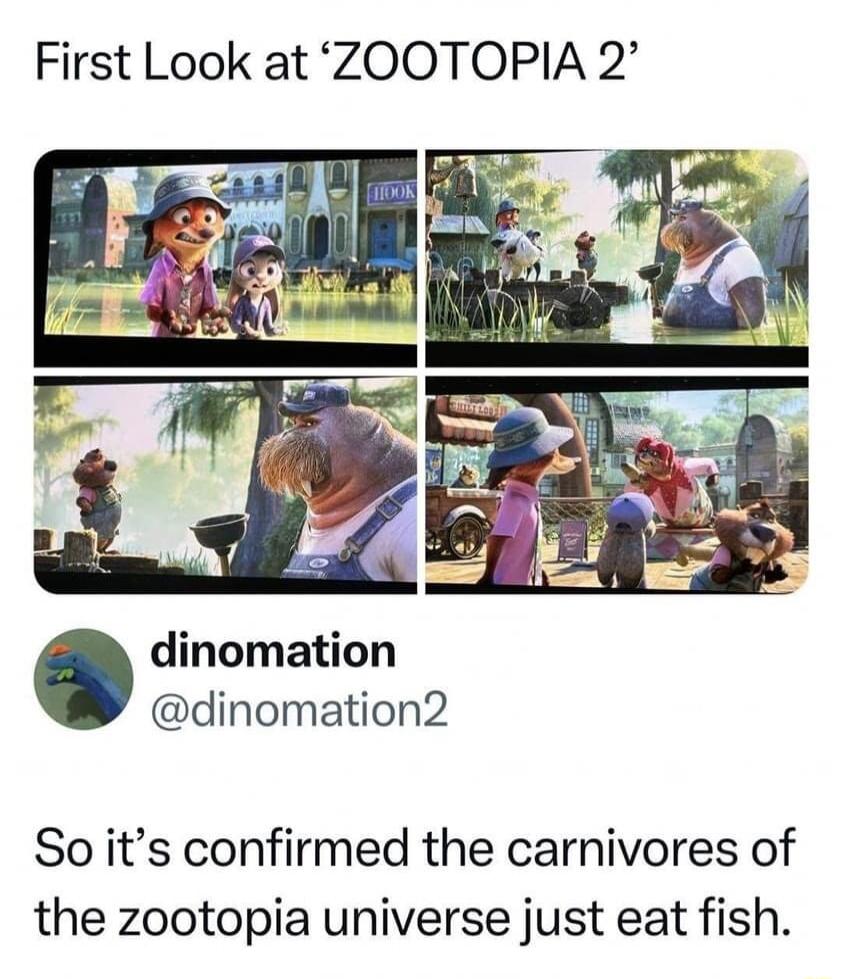 First Look at ZOOTOPIA 2 dinomation dinomation2 So its confirmed the carnivores of the zootopia universe just eat fish