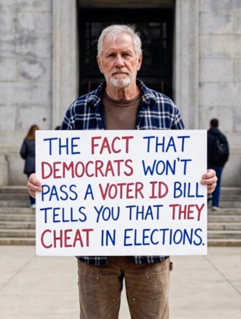 THE FACT THAT DEMOCRATS WON'T PASS A VOTER ID BILL TELLS YOU THAT THEY CHEAT IN ELECTIONS.