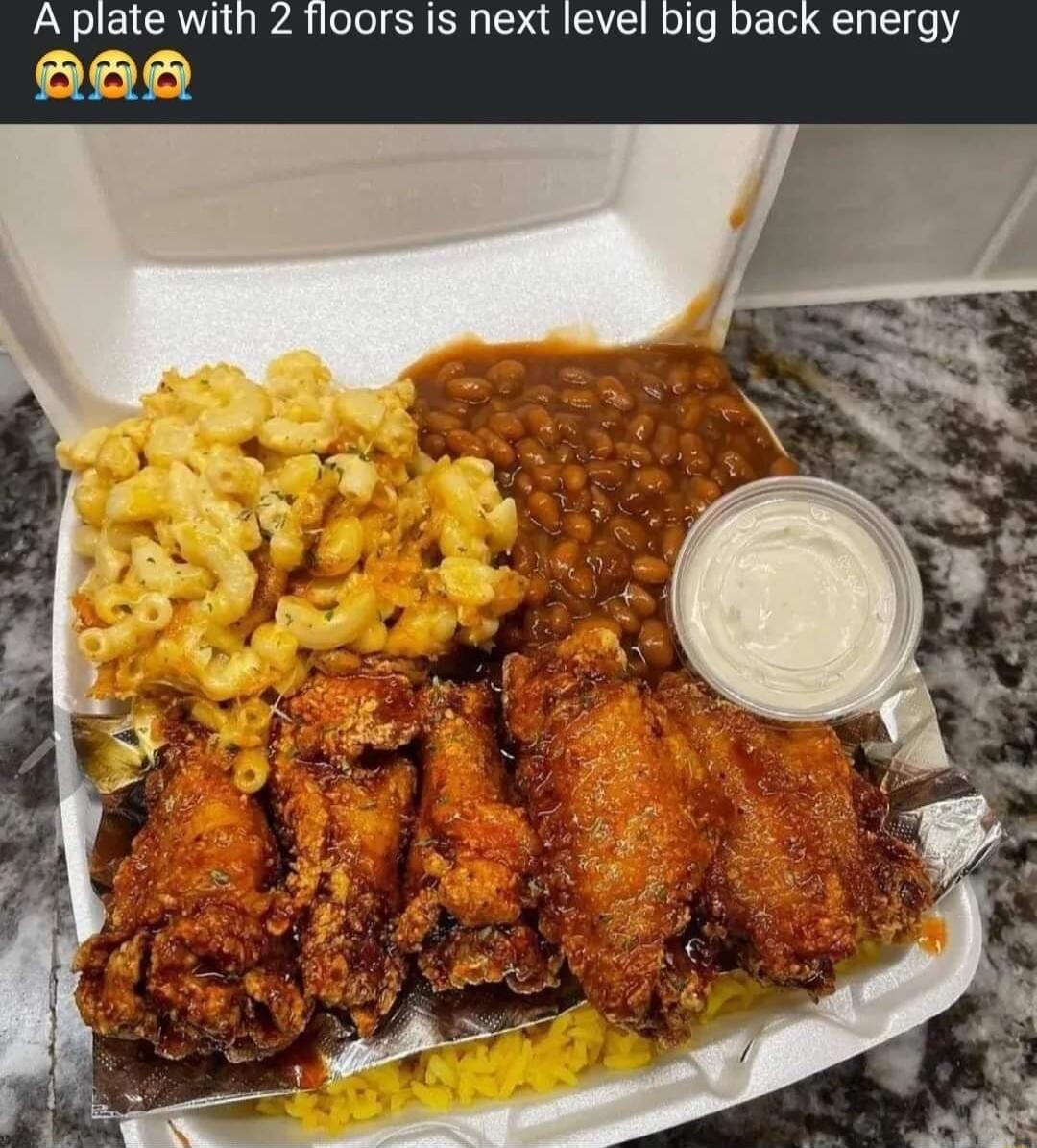 A plate with 2 floors is next level big back energy 1