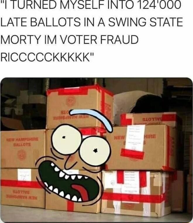 I TURNED MYSELF INTO 124 000 LATE BALLOTS IN A SWING STATE MORTY IM VOTER FRAUD RICCCCCKKKKK