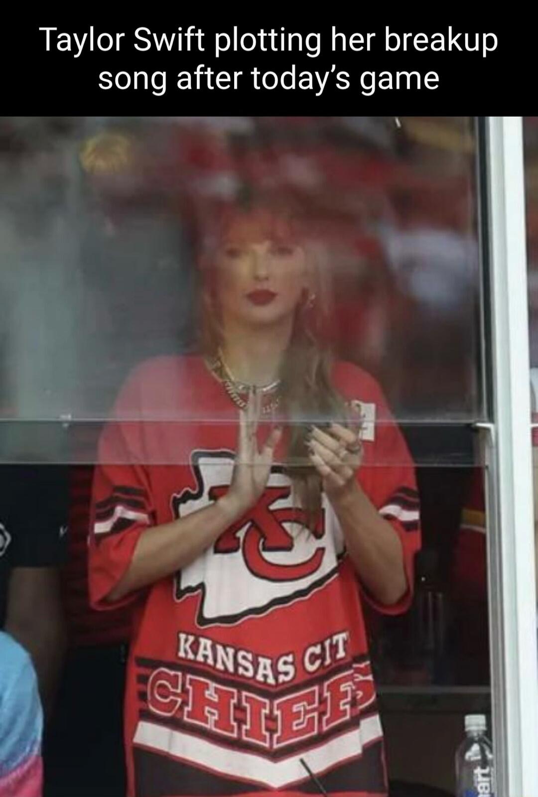 Taylor Swift plotting her breakup song after today’s game