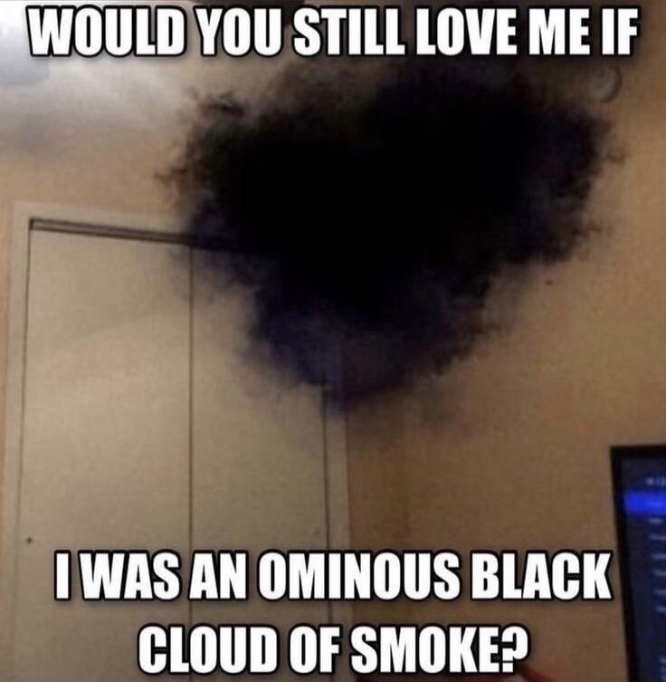 WOULDYOU STILL LOVE ME IF 1 WAS AN OMINOUS BLACK CLOUD OF SMOKE