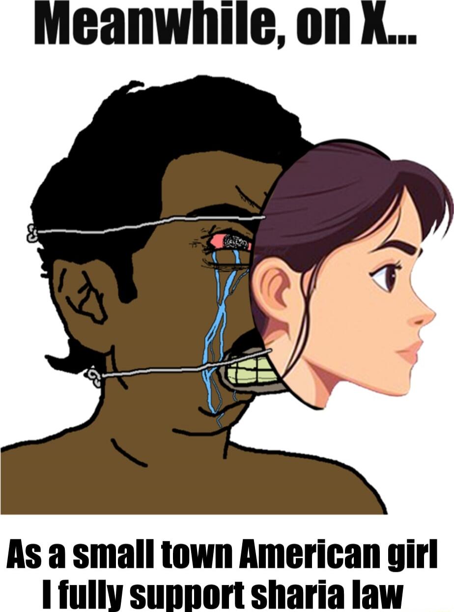 Meanwhile, on X... As a small town American girl I fully support sharia law