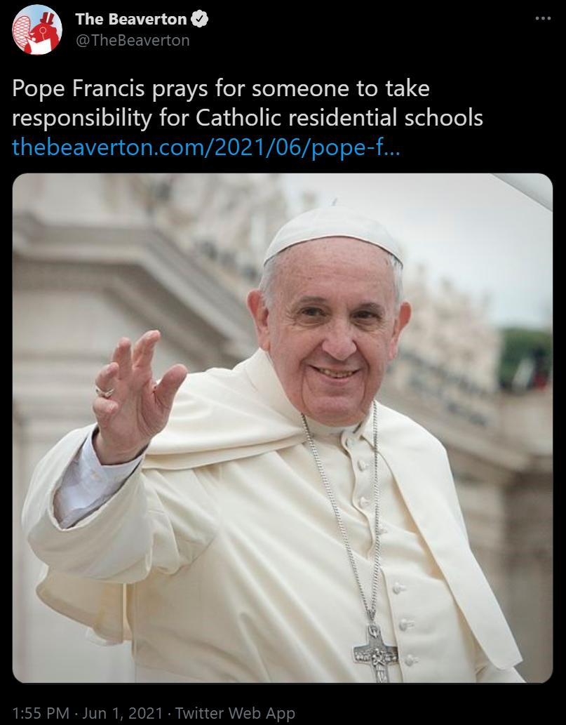 The Beaverton TheBea on Pope Francis prays for someone to take S oJola N1 oY 1478 o FYi Y Tell N T 1 E1 BYel g eTe