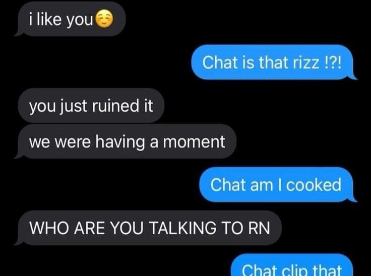 i like you we were having a moment WHO ARE YOU TALKING TO RN you just ruined it