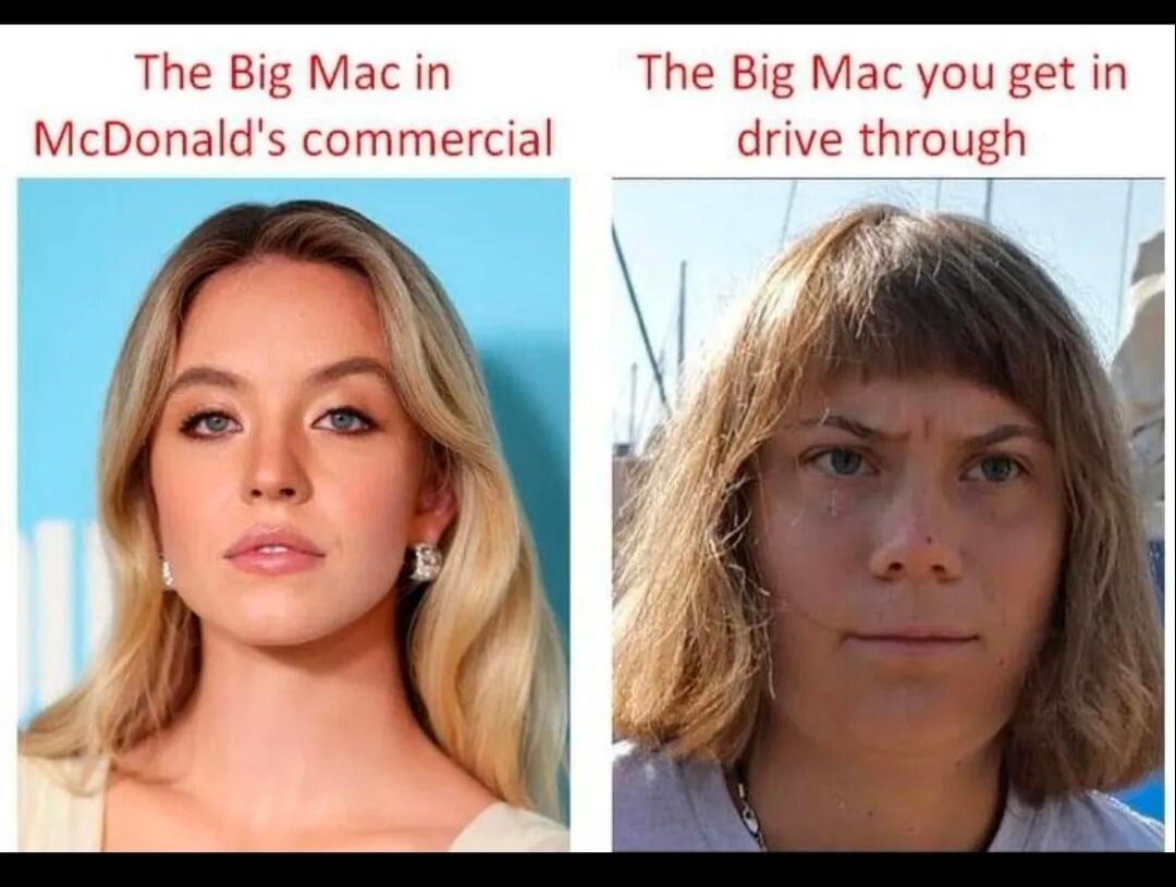 The Big Mac in McDonald's commercial. The Big Mac you get in drive through.