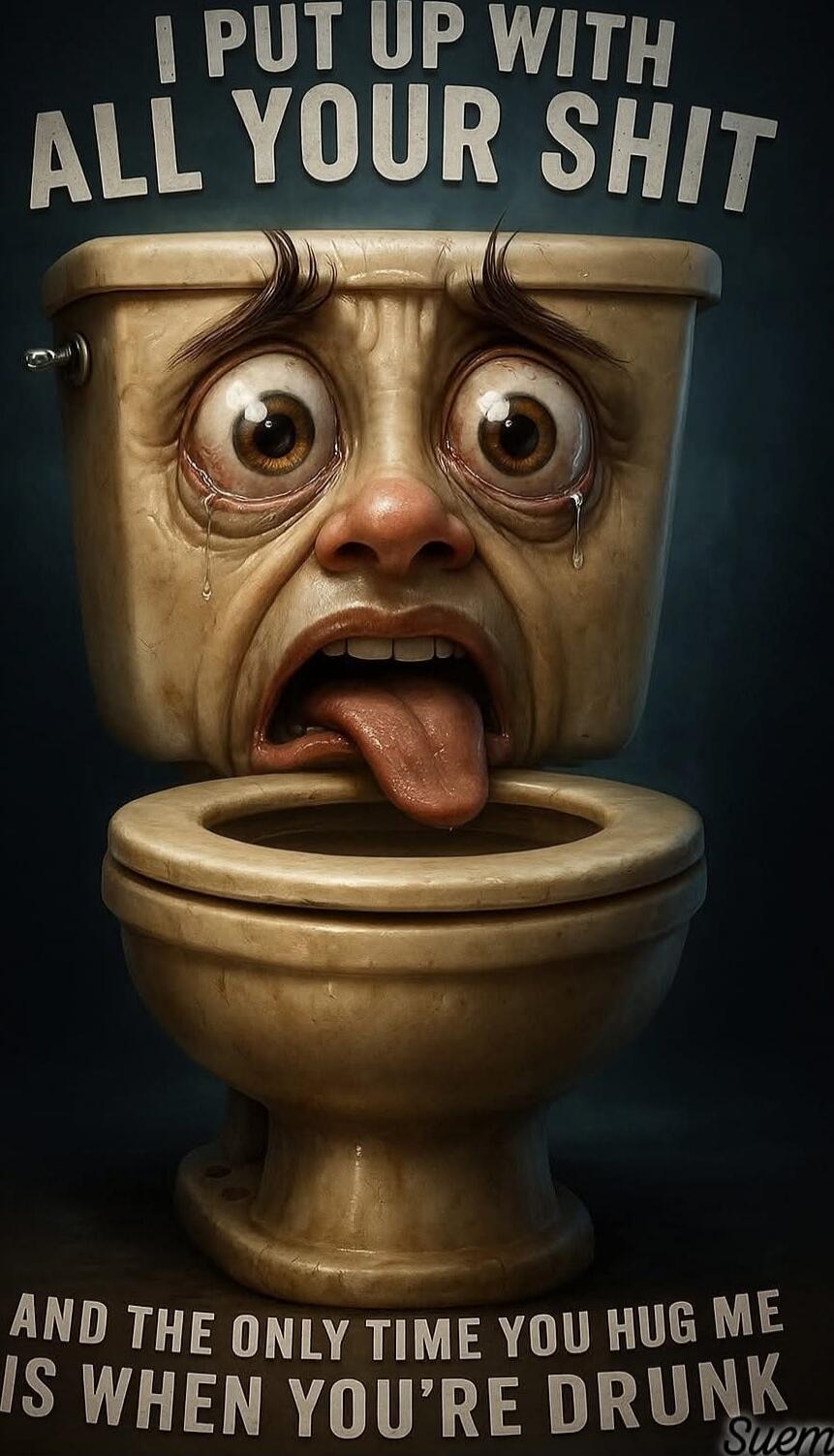 I PUT UP WITH ALL YOUR SHIT AND THE ONLY TIME YOU HUG ME IS WHEN YOU'RE DRUNK