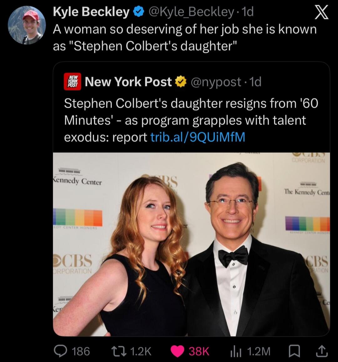 Kyle Beckley @Kyle_Beckley 1d A woman so deserving of her job she is known as 