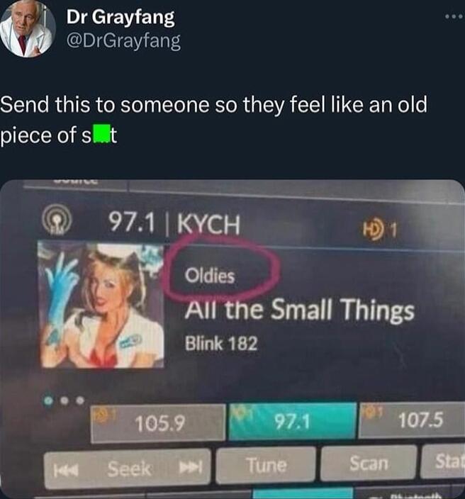 i DrGrayfang DrGrayfang Send this to someone so they feel like an old piece of sMit 4 o All the Small Things Blink 182