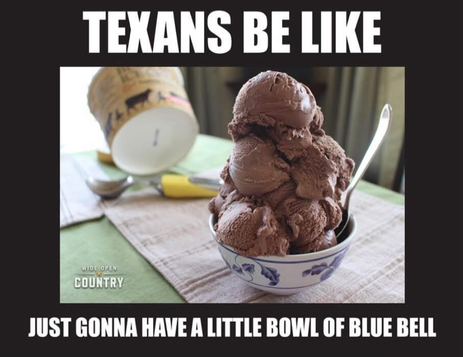 TEXANS BE LIKE JUST GONNA HAVE A LITTLE BOWL OF BLUE BELL