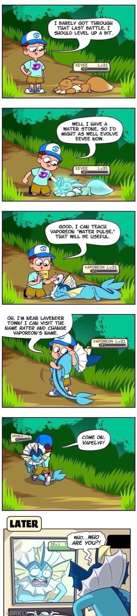 1 BARELY GOT THROUGH THAT LAST BATTLE I SHOULD LEVEL UP A BIT 1 il WELL I HAVE A WATER STONE 50 ID MIGHT A3 WELL EVOLVE Q EEVEE NOW 32