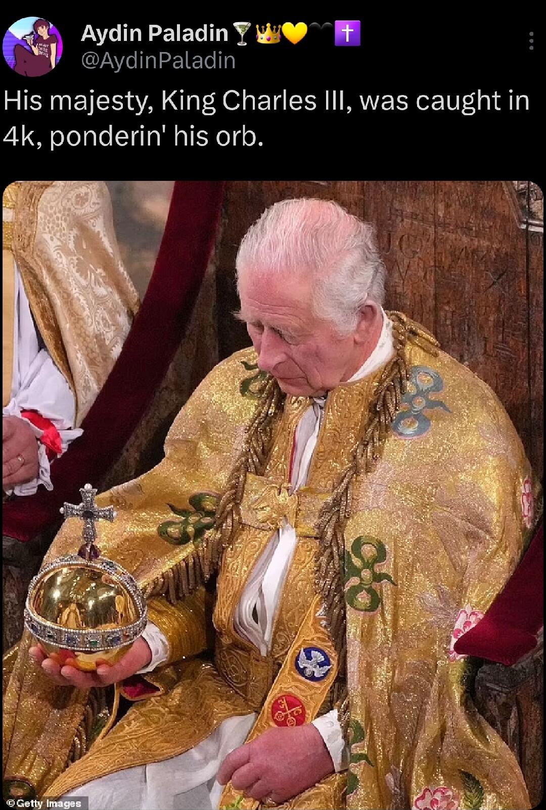Aydin Paladin Y w8 AydinPaladin His majesty King Charles Ill was caught in 4k ponderin his orb