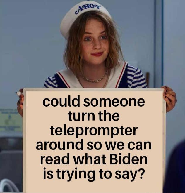 PES could someone turn the teleprompter around so we can read what Biden is trying to say a