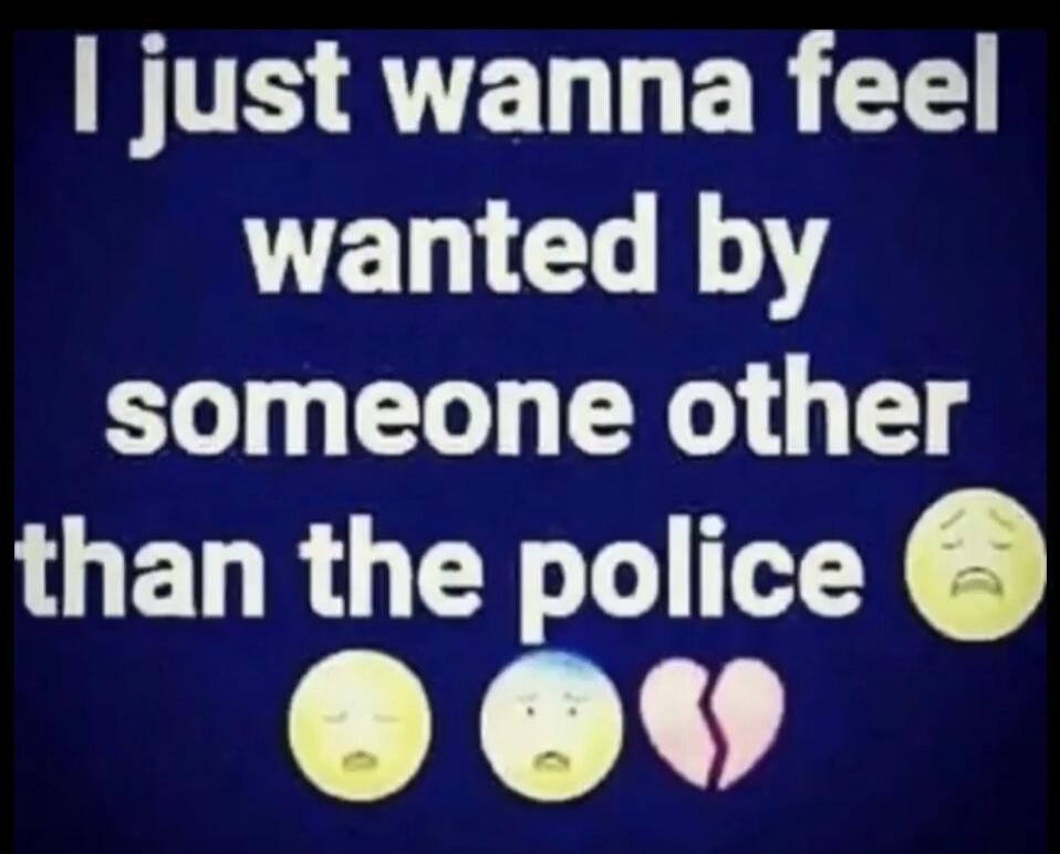 I just wanna feel wanted by someone other than the police