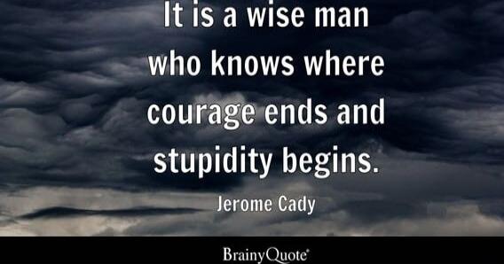 It is a wise man who knows where courage ends and stupidity begins. Jerome Cady