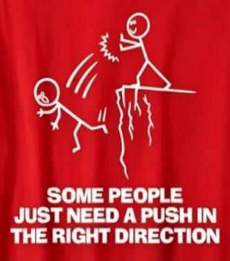 SOME PEOPLE JUST NEED A PUSH IN THE RIGHT DIRECTION