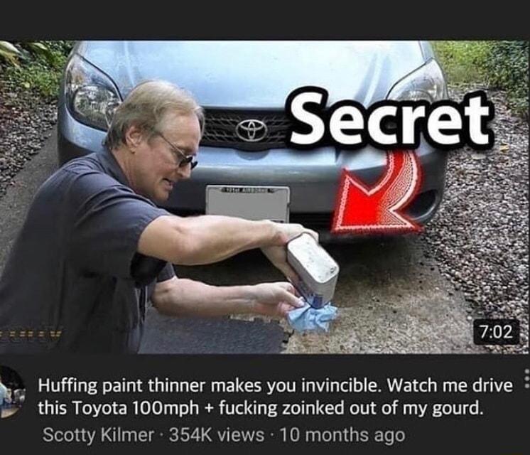 Huffing paint thinner makes you invincible Watch me drive this Toyota 100mph fucking zoinked out of my gourd Scotty Kilmer 354K views 10 months ago