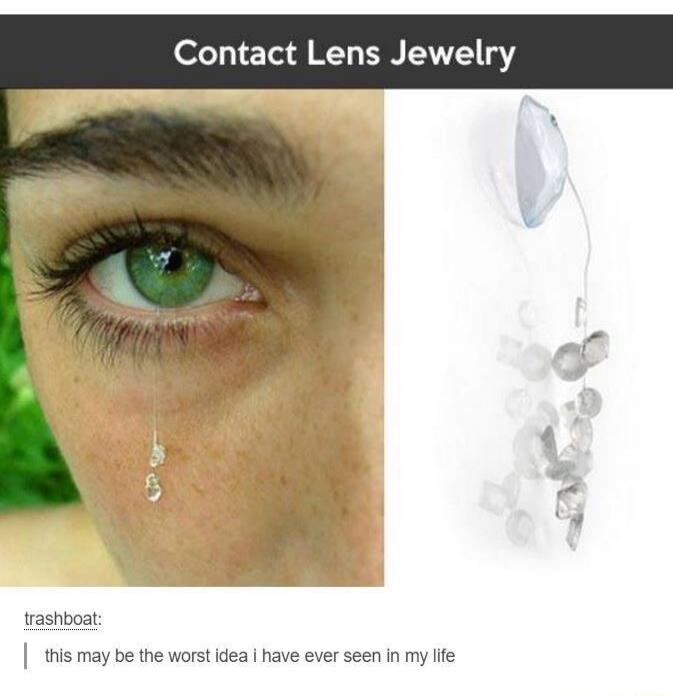 Contact Lens Jewelry


this may be the worst idea i have ever seen in my life