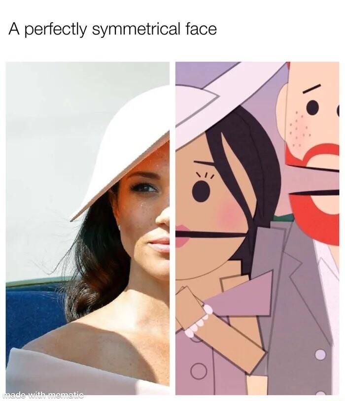 A perfectly symmetrical face W