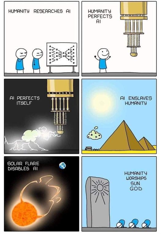 CIRCLE OF Al LIFE MONKEYUSERCOM HUMANITY RESEARCHES Al HUMANITY PERFECTS Al Al PERFECTS ITSELF SOLAR FLARE DISABLES Al Al ENSLAVES HUMANITY HUMANITY WORSHIPS SUN GOD