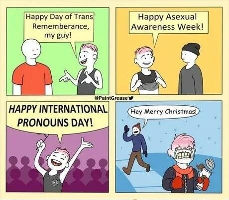 Happy Day of Trans Happy Asexual Rememberance Awareness Week HAPPY INTERNATIONAL PRONOUNS DAY N