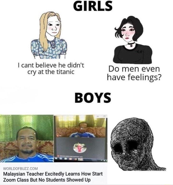 cant believe he didnt cry at the titanic Do men even have feelings BOYS WORLDOFBUZZCOM Malaysian Teacher Excitedly Learns How Start Zoom Class But No Students Showed Up