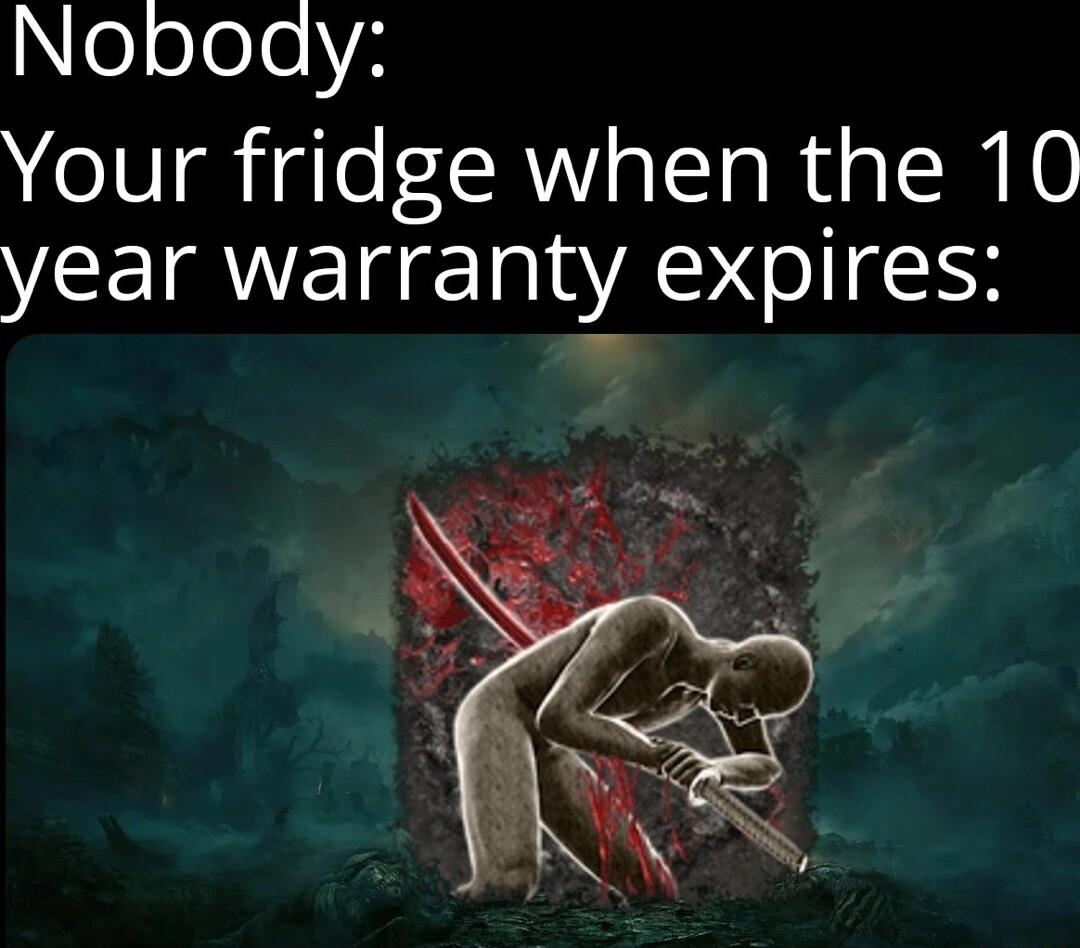 oeloeA Your fridge when the 10 year warranty expires