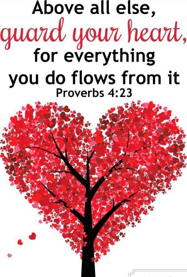 Above all else, guard your heart, for everything you do flows from it Proverbs 4:23