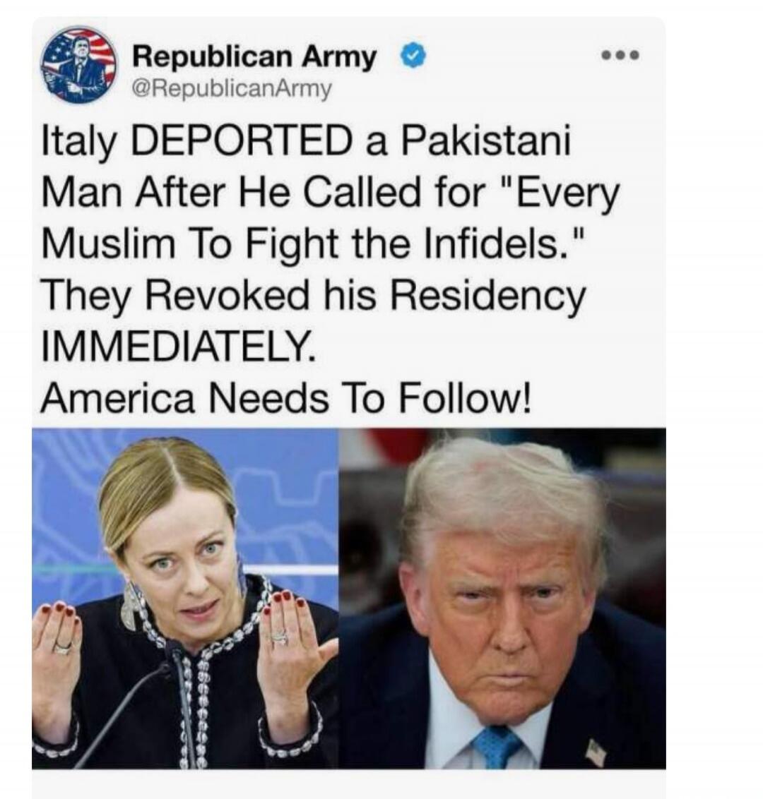 Republican Army @RepublicanArmy Italy DEPORTED a Pakistani Man After He Called for 
