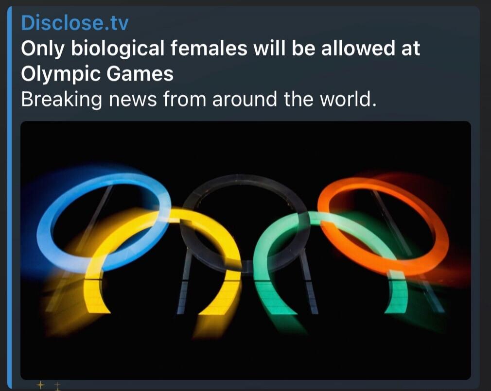 Disclose.tv Only biological females will be allowed at Olympic Games Breaking news from around the world.